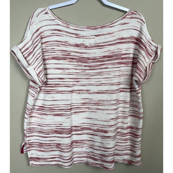 Lou & Grey Striped oversized cropped top blouse short sleeve sweater, sz M, GUC - Picture 6 of 6
